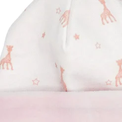 Bonnet de naissance rose Sophie la girafe (0-1 mois)