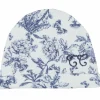 Bonnet de naissance Toile de Jouy bleu