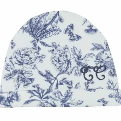 Bonnet de naissance Toile de Jouy bleu