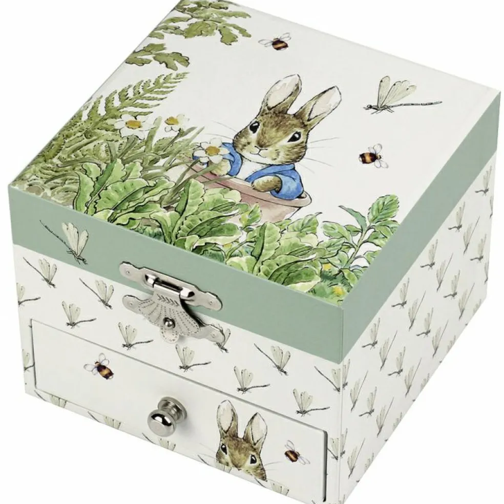 Boîte à bijoux musicale cube Pierre Lapin libellule