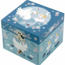 Boîte à bijoux musicale Lac des Cygnes bleue