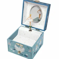 Boîte à bijoux musicale Lac des Cygnes bleue