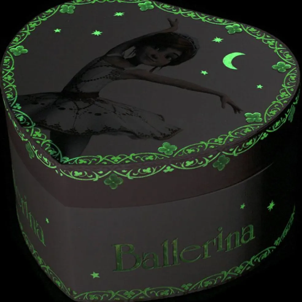 Boîte à bijoux musicale phosphorescente coeur Ballerina