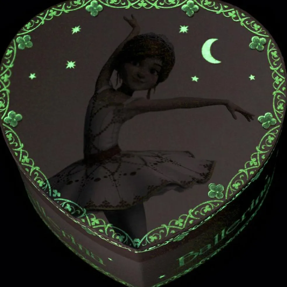 Boîte à bijoux musicale phosphorescente coeur Ballerina