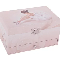 Boîte à bijoux musicale phosphorescente Ballerine rose