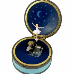 Boîte à bijoux musicale ronde Ballerine bleue