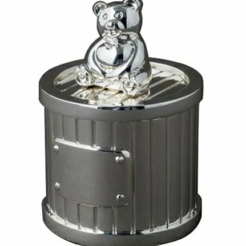 Boîte à dent Ours personnalisable (métal argenté)