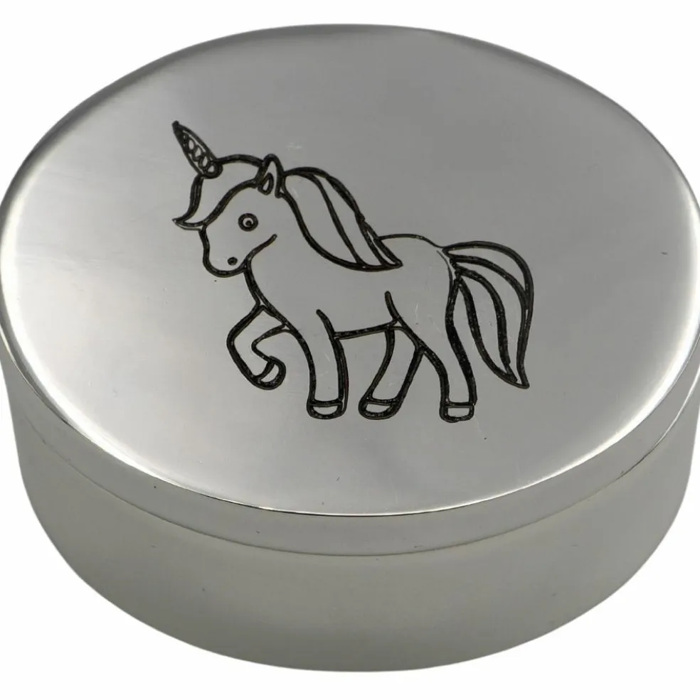 Boîte à dents Licorne personnnalisable (métal argenté)