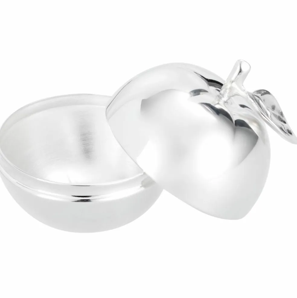 Boîte à dents pomme en métal argenté