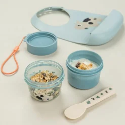 Boîte à goûter double petit Tiny farm Bleu