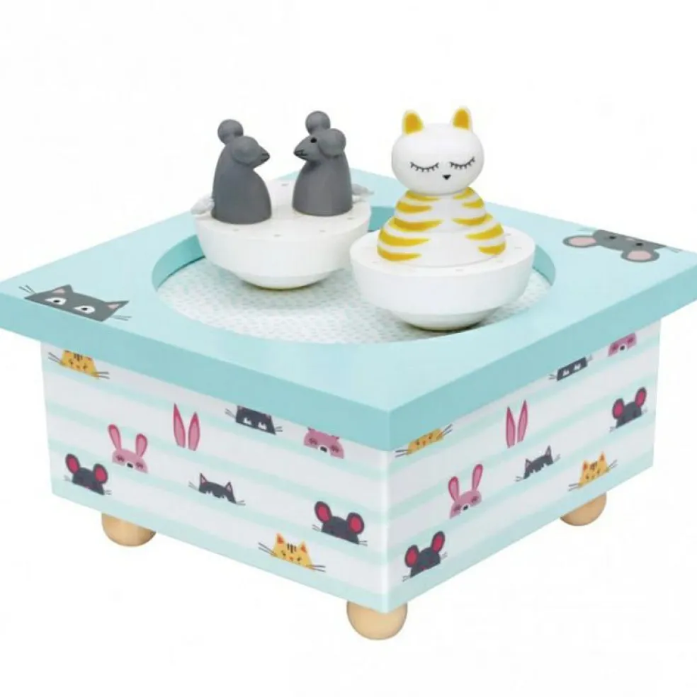 Boîte à musique magnétique chat et souris