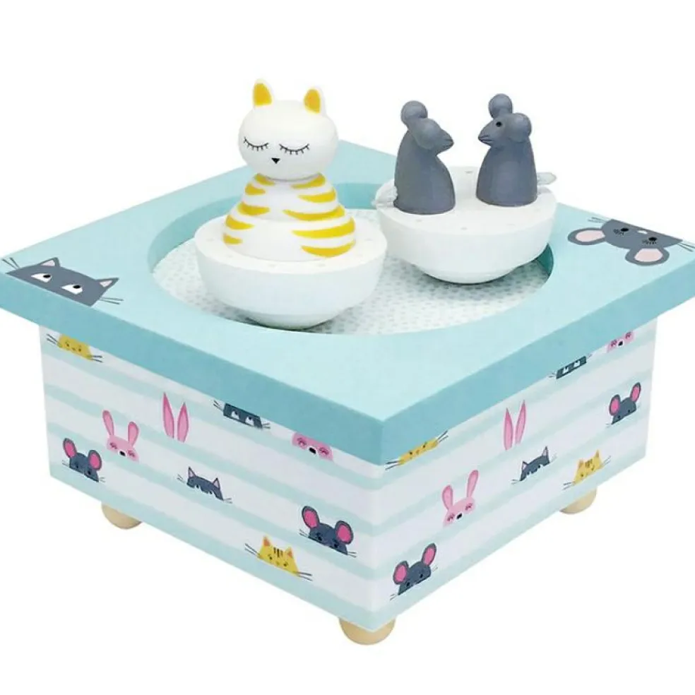 Boîte à musique magnétique chat et souris