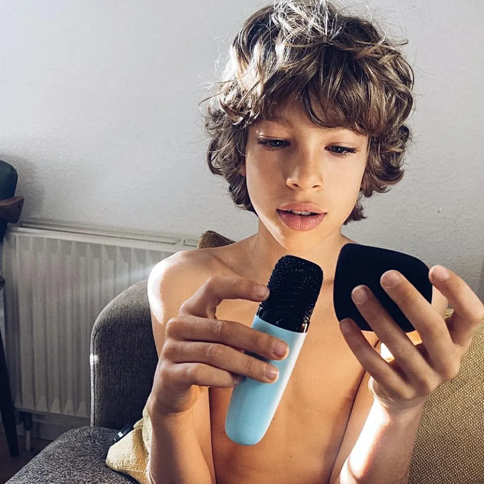 Boîte karaoké enceinte et micro Bleu