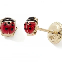 Boucles d'oreilles à vis Coccinelle (or jaune 9 carats)
