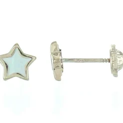 Boucles d'oreilles à vis Etoile nacrée (or jaune 9 carats)