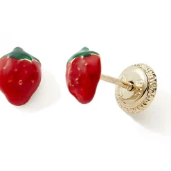 Boucles d'oreilles à vis Fraises (or jaune 9 carats)