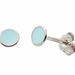 Boucles d'oreilles Cercle laqué Bleu (argent)