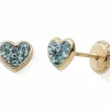 Boucles d'oreilles Coeur bleu (or jaune 375°)