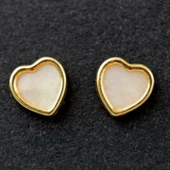 Boucles d'oreilles coeur nacre (or jaune 750°)
