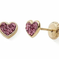 Boucles d'oreilles Coeur rose (or jaune 375°)