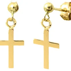 Boucles d'oreilles Croix (or jaune 375°)