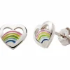 Boucles d'oreilles Cœur Arc-en-ciel (argent)