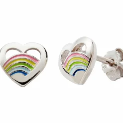 Boucles d'oreilles Cœur Arc-en-ciel (argent)
