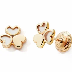 Boucles d'oreilles Cœurs nacrés (or jaune 375°)