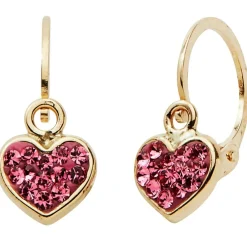 Boucles d'oreilles dormeuse Cœur rose (or jaune 9 carats)