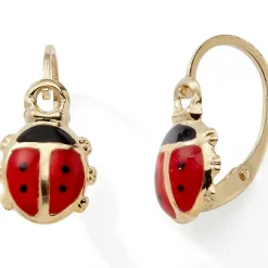 Boucles d'oreilles dormeuses Coccinelle (or jaune 375°)