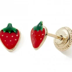 Boucles d'oreilles Fraise (or jaune 375°)