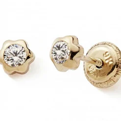 Boucles d'oreilles Marguerite (or jaune 375°)