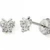 Boucles d'oreilles Papillon zirconium (argent)