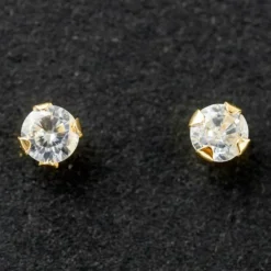 Boucles d'oreilles Zircon 3 mm (or jaune 750°)