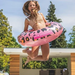 Bouée Léopard rose et doré (55 cm)