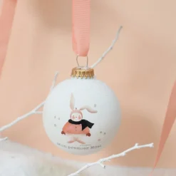 Boule de Noël Lapin x Atelier Oranger (personnalisable)