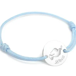Bracelet cordon enfant Mini jeton colombe (argent 925°)