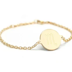 Bracelet chaîne médaille Scorpion personnalisable (plaqué or)