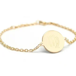 Bracelet chaîne médaille Vierge personnalisable (plaqué or)