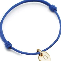Bracelet cordon 1 charm coeur personnalisable (plaqué or)