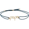 Bracelet cordon coton ciré Papa goldfilled jaune (personnalisable)