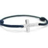 Bracelet cordon croix personnalisable (argent 925)