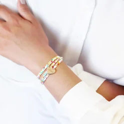 Bracelet cordon liberty Kids coeur personnalisable (plaqué or)