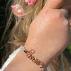 Bracelet cordon liberty Mon petit love argent (personnalisable)