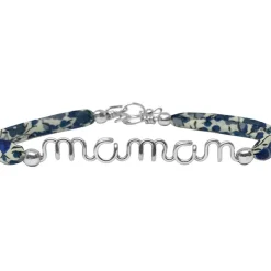 Bracelet cordon liberty Maman argent (personnalisable)