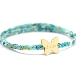 Bracelet cordon liberty Papillon personnalisable (plaqué or)