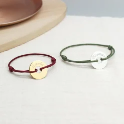 Bracelet cordon Mini jeton (argent 925°)