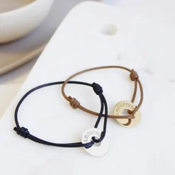 Bracelet cordon Mini jeton (argent 925°)