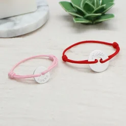 Bracelet cordon Mini jeton (argent 925°)