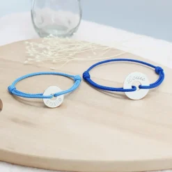 Bracelet cordon Mini jeton (argent 925°)